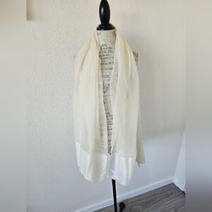 Tessilnovita Italian Cream White Sheer Wide Neck Scarf Wrap Made In Italy